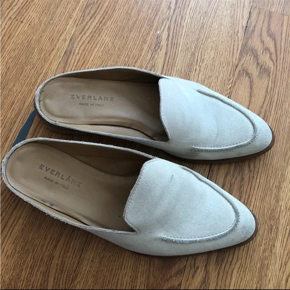 Everlane Suede Beige Mules Slip On Loafers - Picture 5 of 5